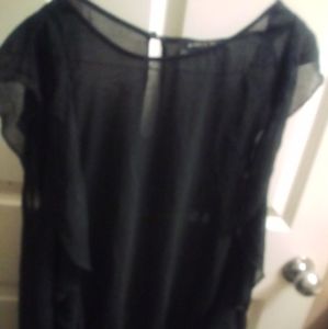 BCBG Maxazria, Size XL, Black, Sheer Blouse